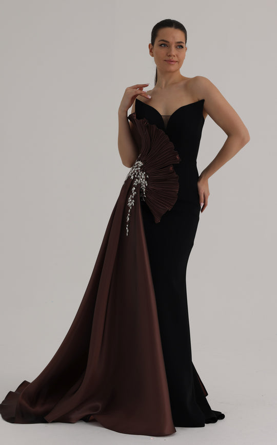 MNM COUTURE O07862 - Pleated Fan Strapless Sheath Evening Gown
