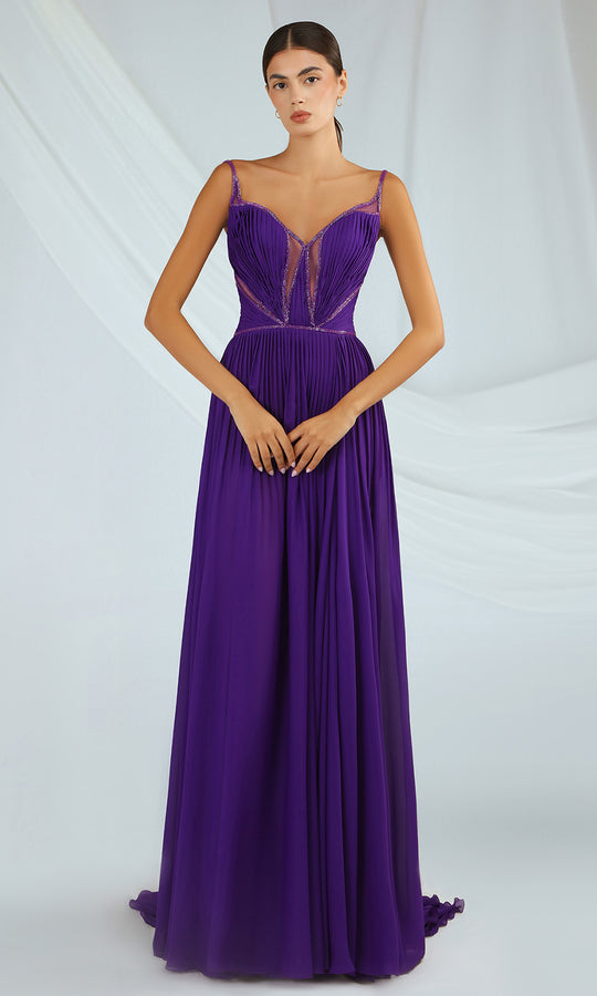 Gatti Nolli Couture OP-6736 - Illusion Panel Pleated A-Line Gown