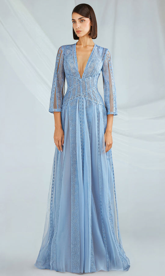 Gatti Nolli Couture OP-7280 - Embroidered Three-Quarter Sleeve Gown