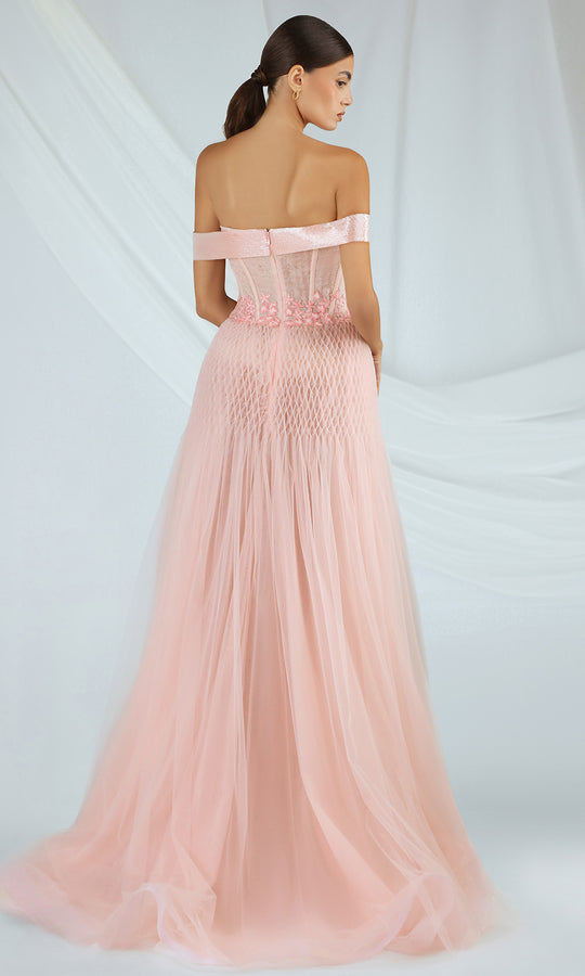 Gatti Nolli Couture OP-7281 - Embroidered Waist Off Shoulder Gown