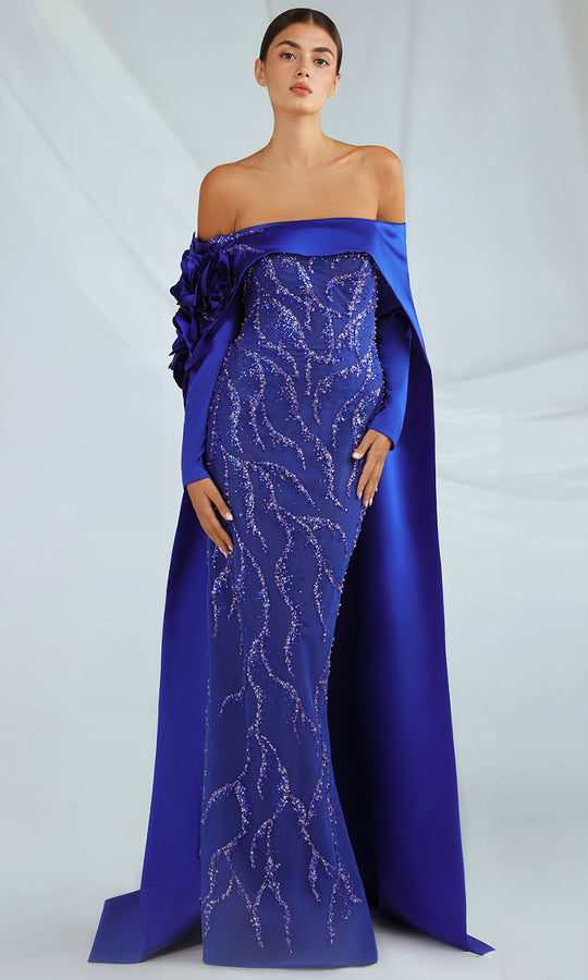 Gatti Nolli Couture OP-7335 - Sequin Column Gown with Cadi Cape