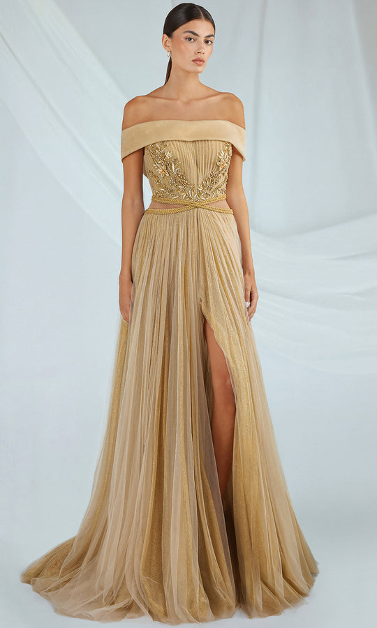 Gatti Nolli Couture OP-7337 - Embroidered Pleated A-Line Gown