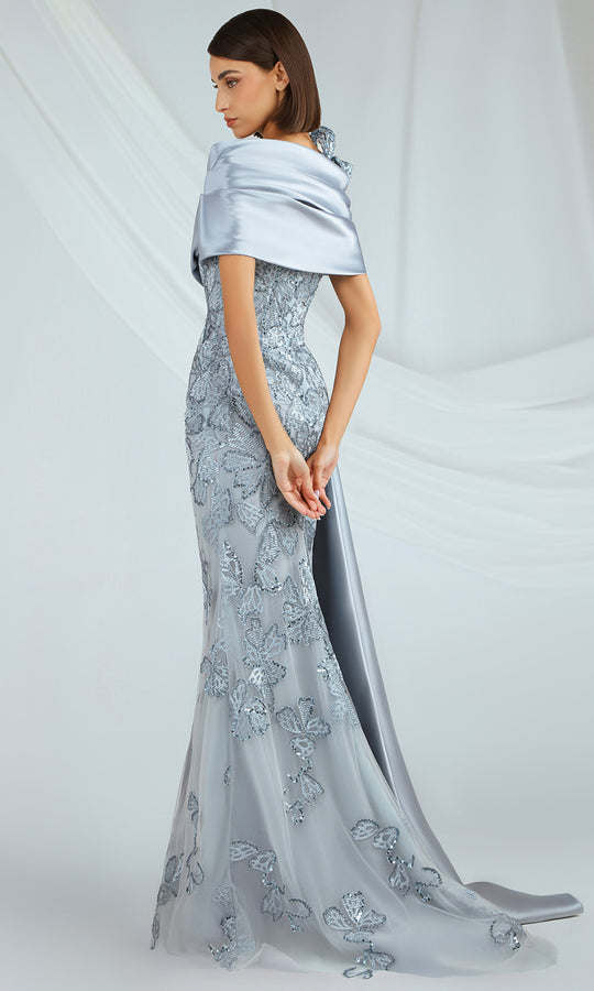 Gatti Nolli Couture OP-7347 - Satin Wrap Asymmetric Neckline Gown
