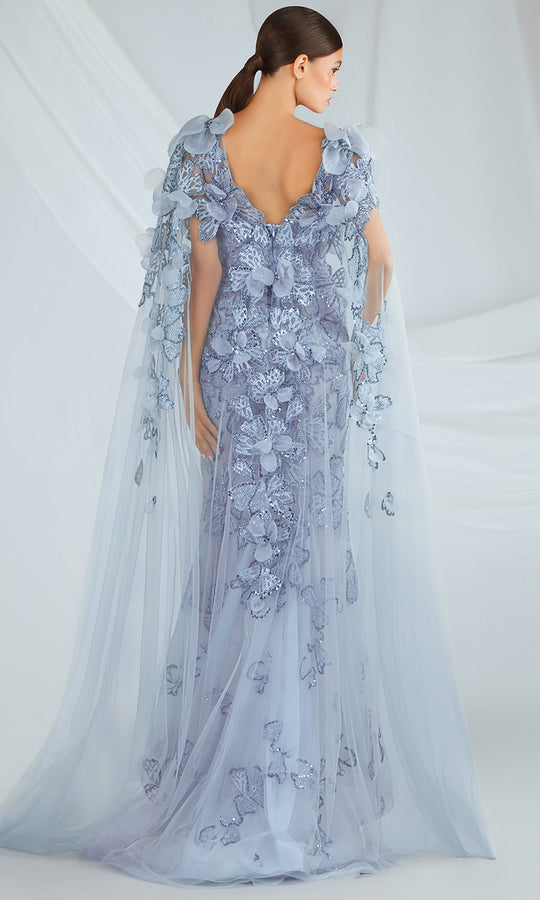 Gatti Nolli Couture OP-7348 - Embroidered Gown with Cape Overlay