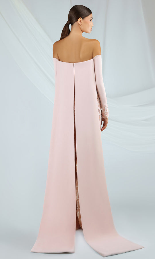 Gatti Nolli Couture OP-7367 - Off Shoulder Long Sleeve Gown with Slit