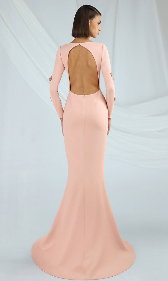 Gatti Nolli Couture OP-7380 - Cutout Jewel Trim Long Sleeve Gown