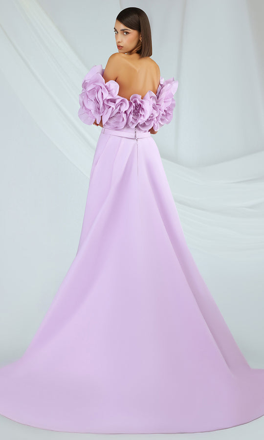 Gatti Nolli Couture OP-7383 - Ruffled Sleeve Overskirt Taffeta Gown