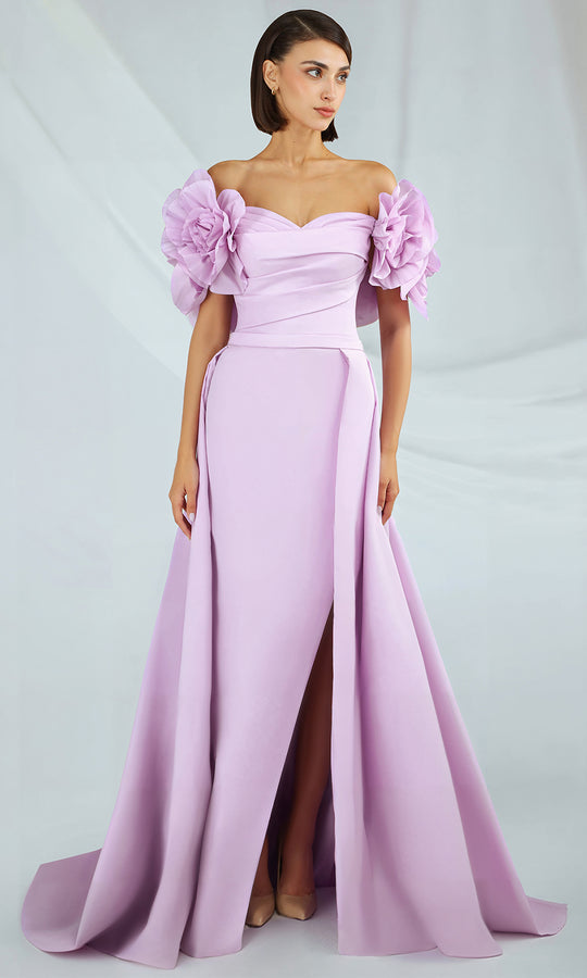 Gatti Nolli Couture OP-7383 - Ruffled Sleeve Overskirt Taffeta Gown