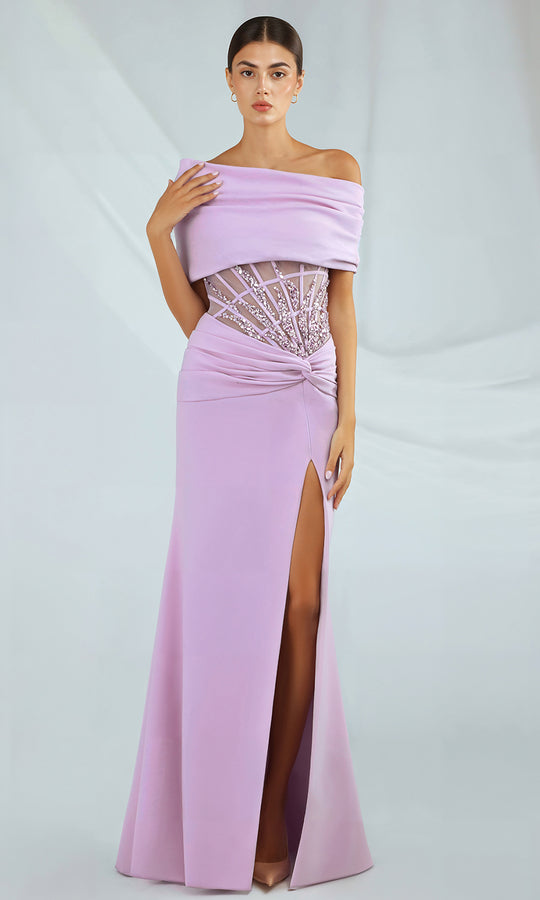 Gatti Nolli Couture OP-7391 - Tulle Midriff Off Shoulder Crepe Gown