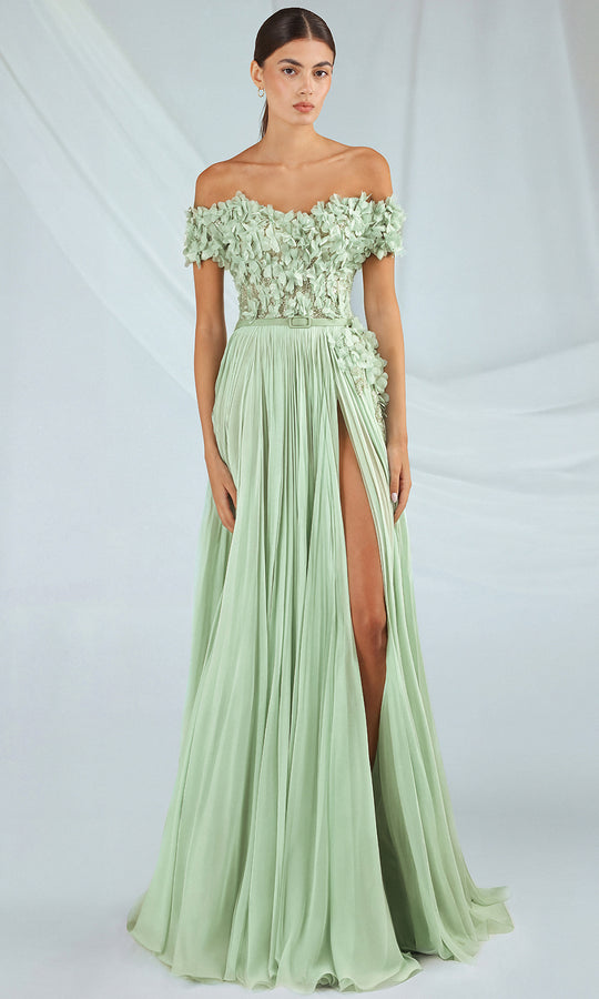 Gatti Nolli Couture OP-7445 - 3D Floral Off Shoulder A-Line Gown