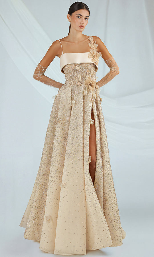 Gatti Nolli Couture OP-7470 - Floral Applique A-Line Evening Dress