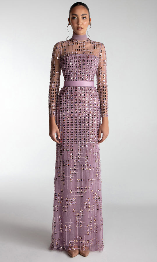 Gatti Nolli Couture OP-7716 - Beaded Lattice High Neck Evening Gown