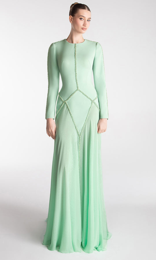 Gatti Nolli Couture OP-7731 - Beaded Seamed A-Line Evening Gown