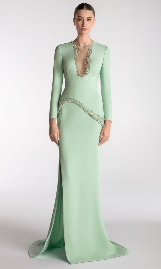 Gatti Nolli Couture OP-7733 - Illusion Jewel Neck Beaded Accent Gown