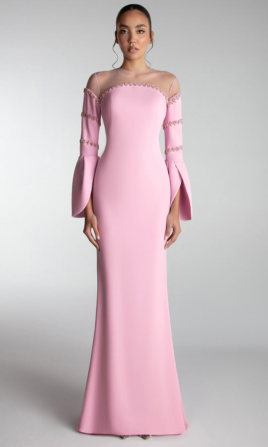 Gatti Nolli Couture OP-7739 - Beaded Trim Long Sleeve Gown