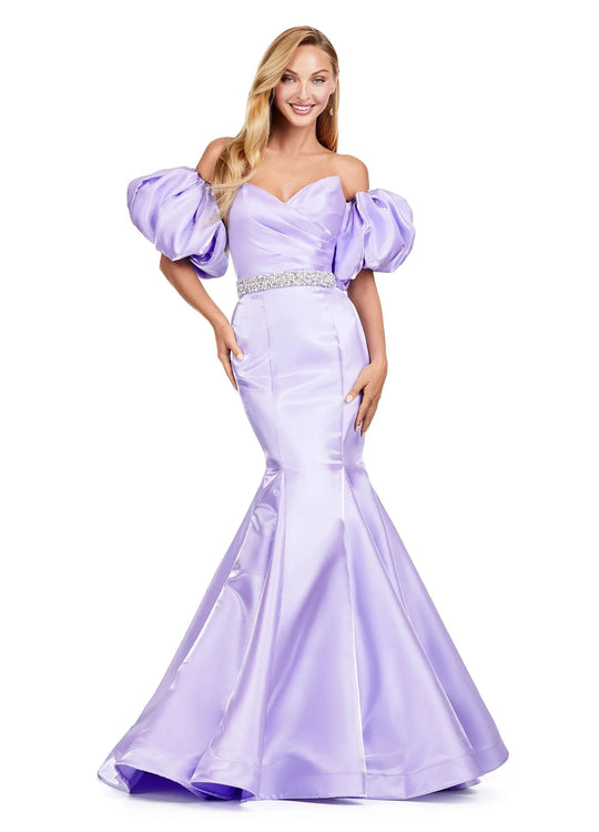 Ashley Lauren 11419 - Strapless Evening Gown With Puff Sleeve