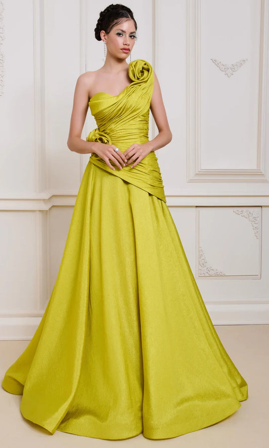 MNM Couture F02923 - Asymmetric Floral Accent Ballgown