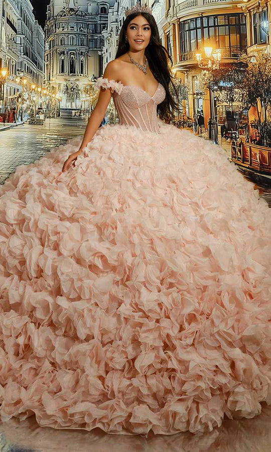 Princesa PR30232 - Beaded Corset Organza Ballgown with Pockets