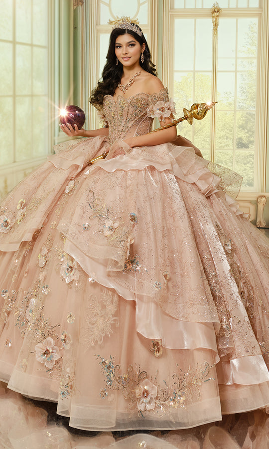 Princesa by Ariana Vara PR70106 - Scalloped Neckline Floral Ballgown