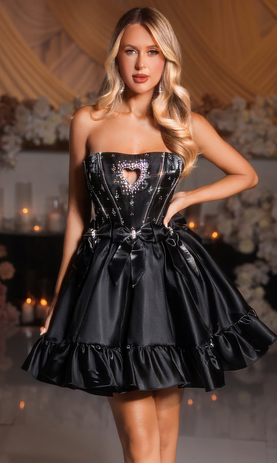 Portia and Scarlett PS25732 - Heart Cutout Ruffle Hem Mini Dress