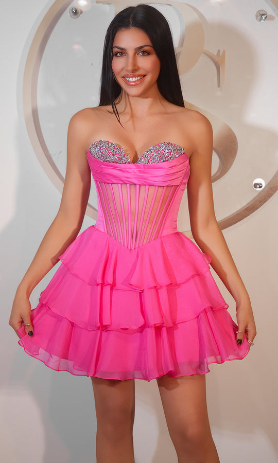 Portia and Scarlett PS25799 - Sweetheart Sheer Corset Dress