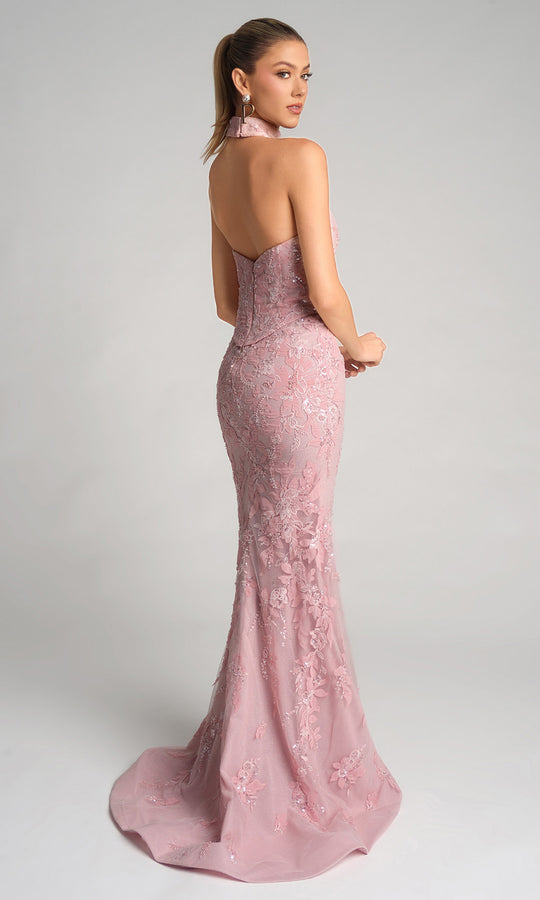 Portia and Scarlett PS26005 - Embroidered Floral Scoop Neck Dress