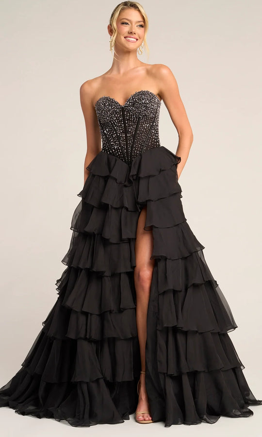 Portia and Scarlett PS26037 - Embellished Corset Ruffle Prom Dress