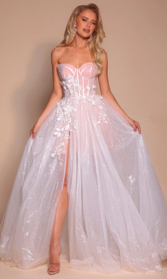 Portia and Scarlett PS26078 - Corset A-Line Dress With Embroidery