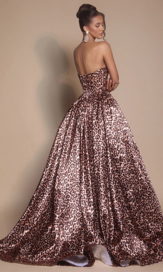 Portia and Scarlett PS26188 - Leopard Print Beaded Bust Ballgown