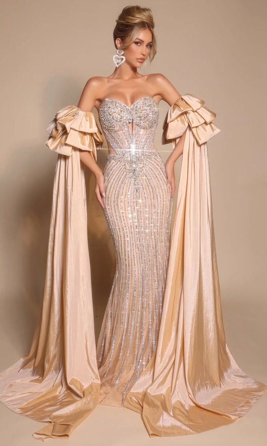 Portia and Scarlett PS26195 - Beaded Mesh Sweetheart Fitted Gown