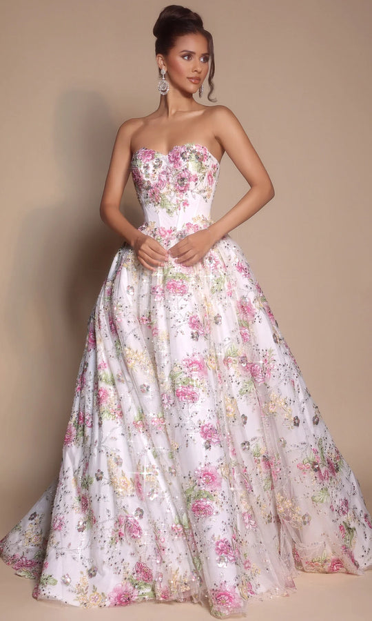 Portia and Scarlett PS26215 - Floral Sweetheart Neck Ballgown