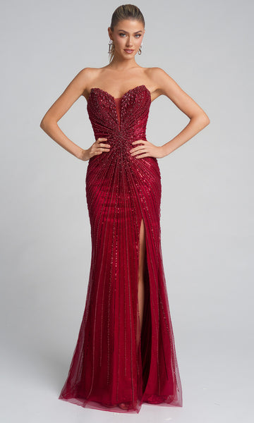 portia and scarlett ps 24402 sharkbite slit strapless corset dress Portia and Scarlett PS26042 Satin Strapless Two Piece Dress