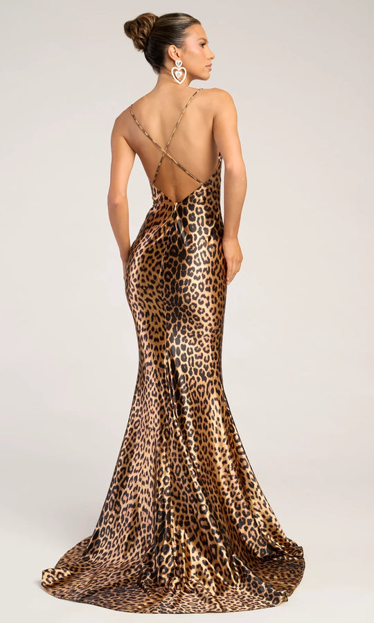 Portia and Scarlett PS26257 - Cowl Neck Leopard Prom Gown