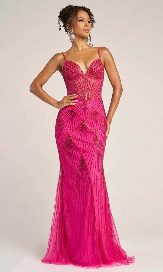 Portia and Scarlett PS26263 - Illusion Bodice Deep V-Neck Dress