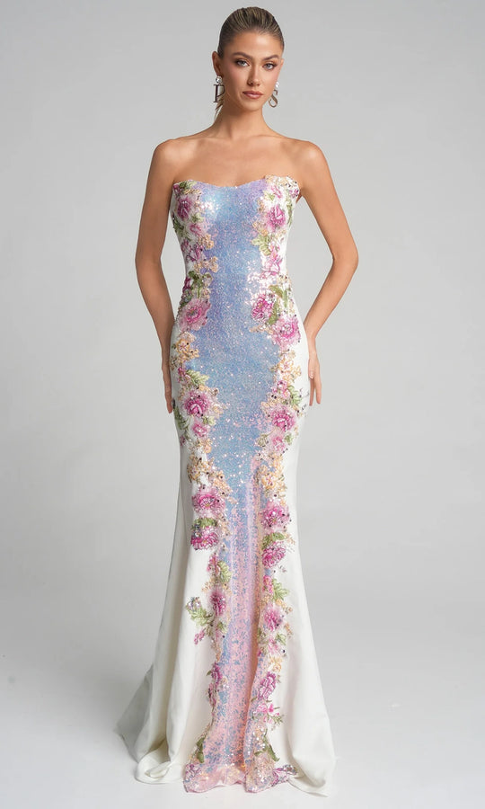 Portia and Scarlett PS26286 - Strapless Shimmer Floral Dress
