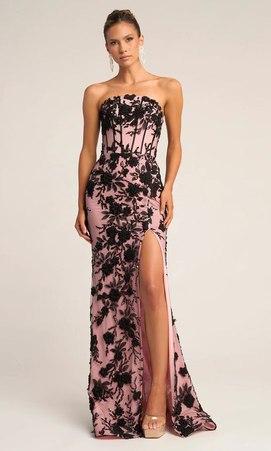 Portia and Scarlett PS26302E - Floral Detail Straight Across Prom Gown