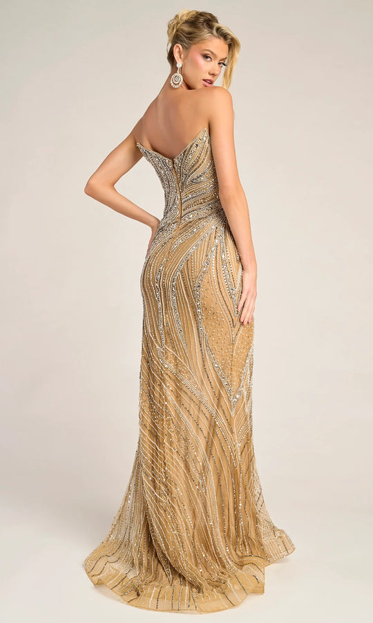 Portia and Scarlett PS26417C - Beaded Strapless Slit Gown