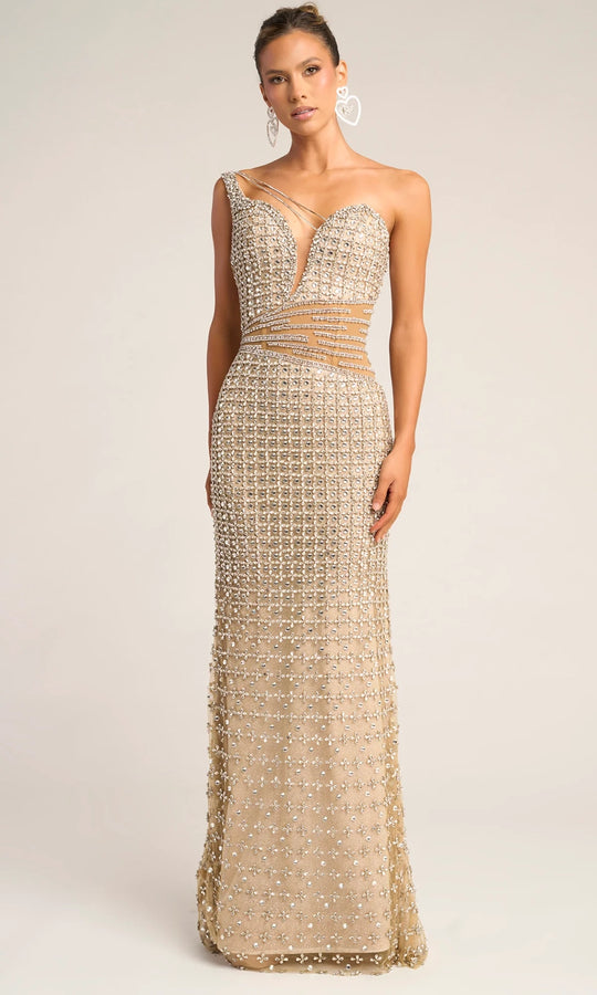 Portia and Scarlett PS26434C - One Shoulder Illusion Waist Gown