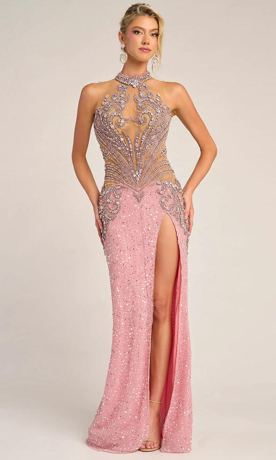 Portia and Scarlett PS26436C - Illusion Bodice High Neck Gown