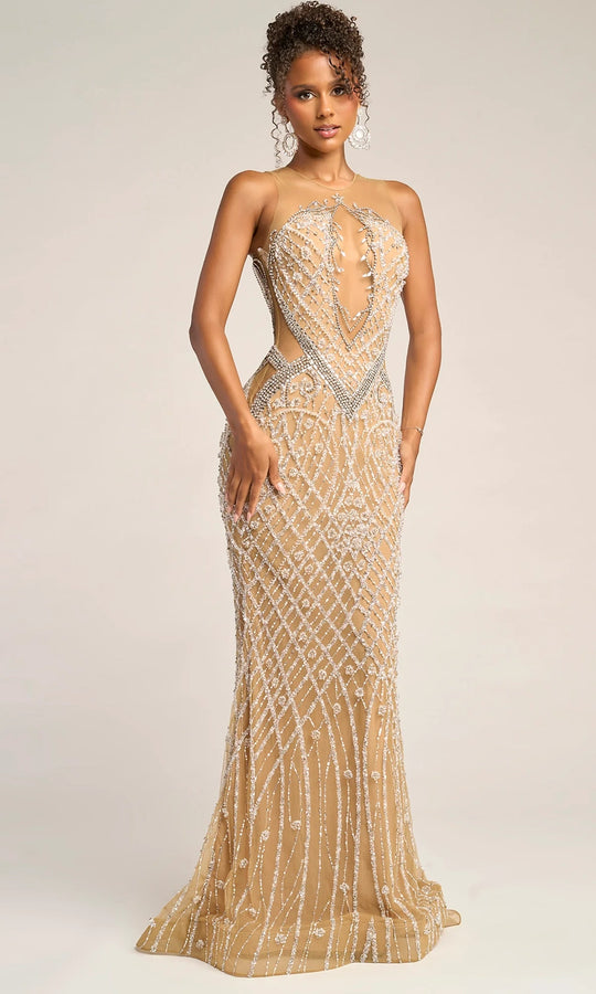 Portia and Scarlett PS26454C - Illusion Bodice Crystal Embellished Gown