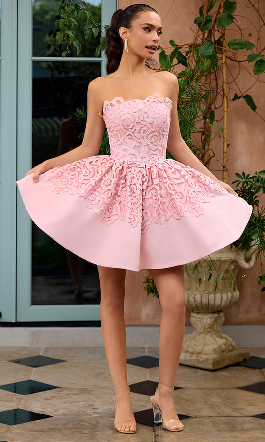 Portia and Scarlett PS26714 - Floral Lace Detail A-Line Cocktail Dress