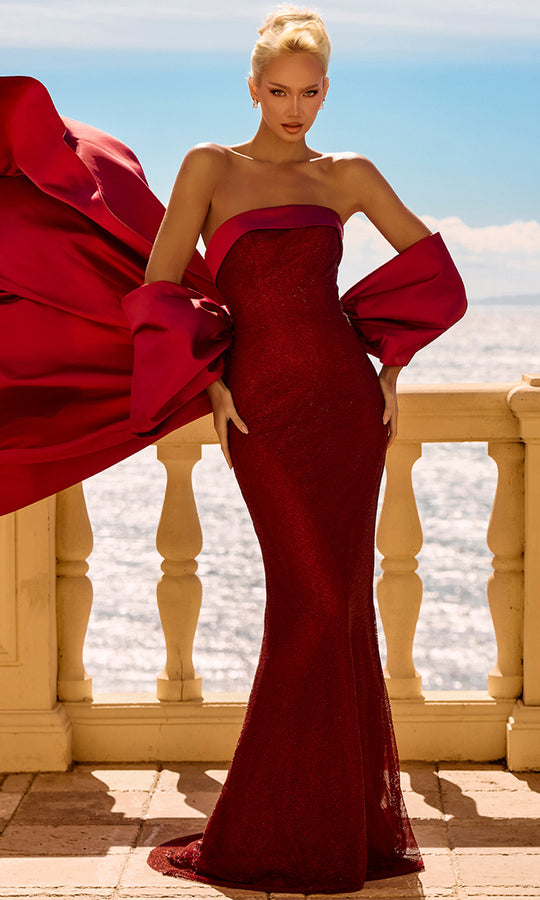 Portia and Scarlett PS26904E - Straight Across Shimmer Evening Gown