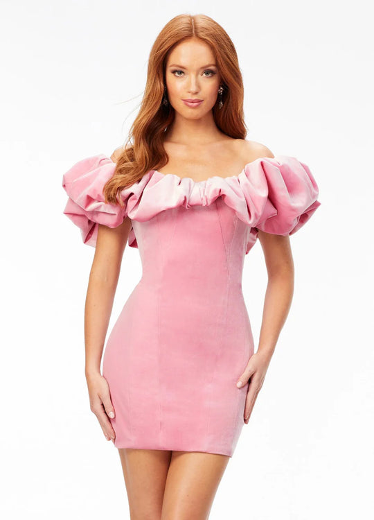 Ashley Lauren 4528 - Off Shoulder Ruffle Cocktail Dress