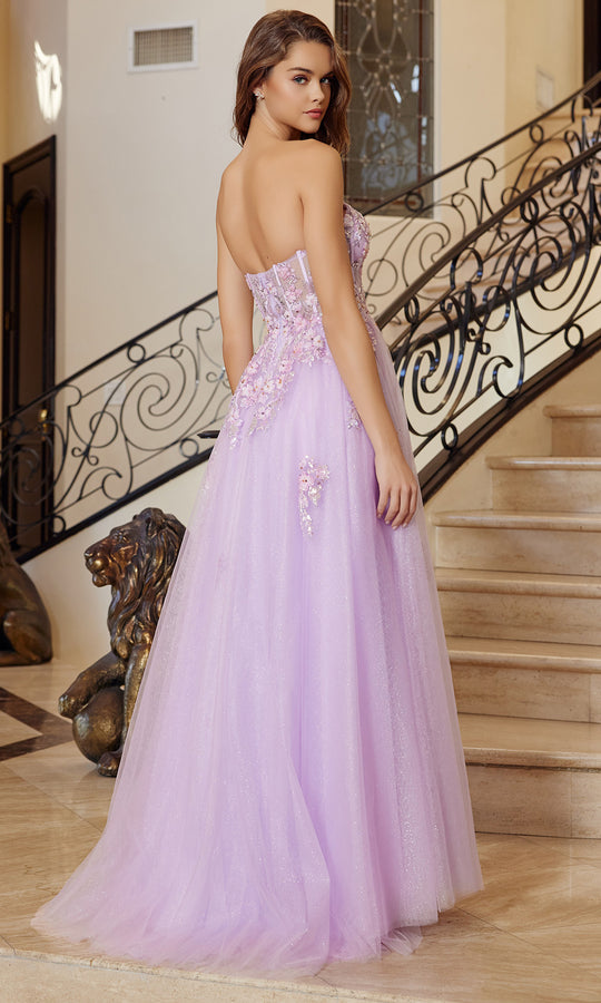 Nox Anabel Q1773 - Floral Applique Corset Gown