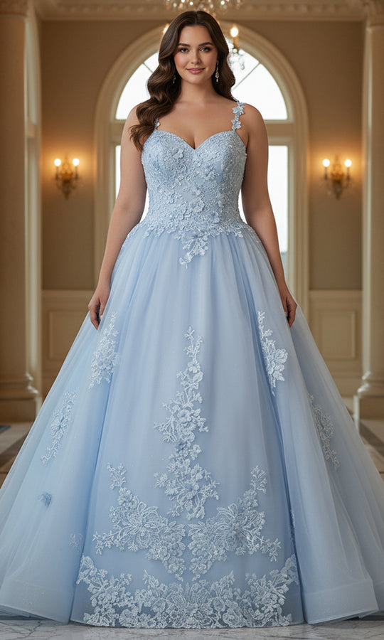 Jovani Q39393 - Sweetheart Ballgown with Floral Appliques