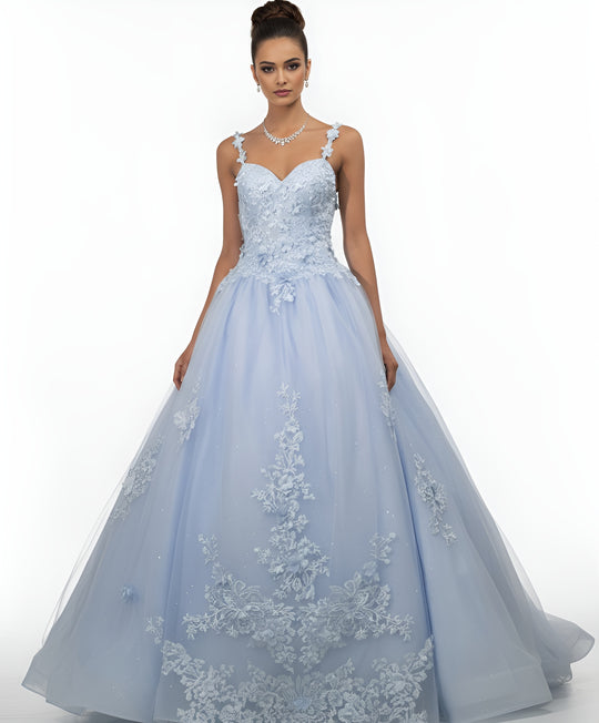 Jovani Q39393 - Sweetheart Ballgown with Floral Appliques