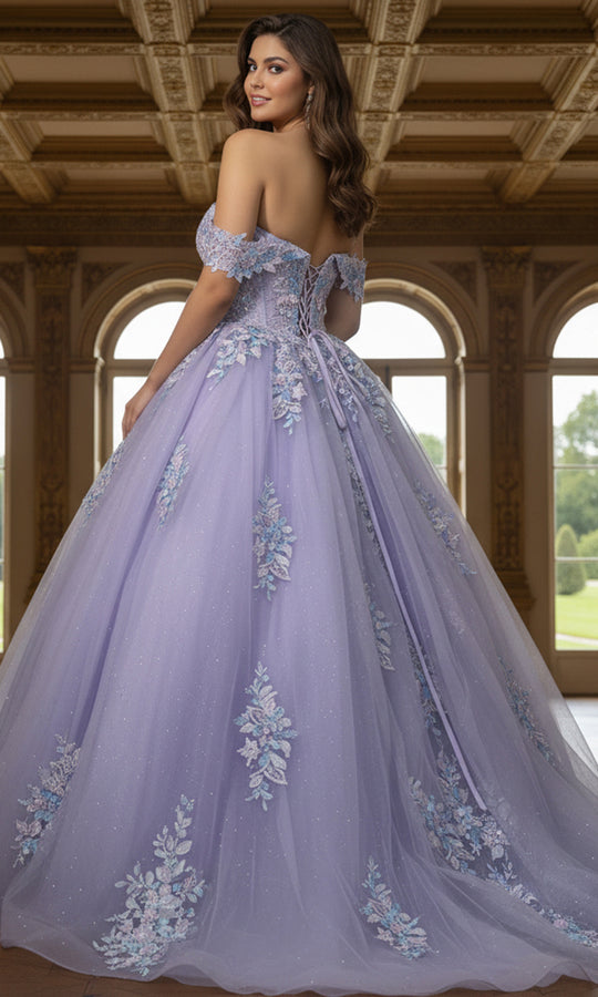 Jovani Q44960 - Off Shoulder Floral Embroidered Ballgown