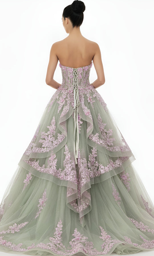 Jovani Q45685 - Layered Floral Embellished Ballgown