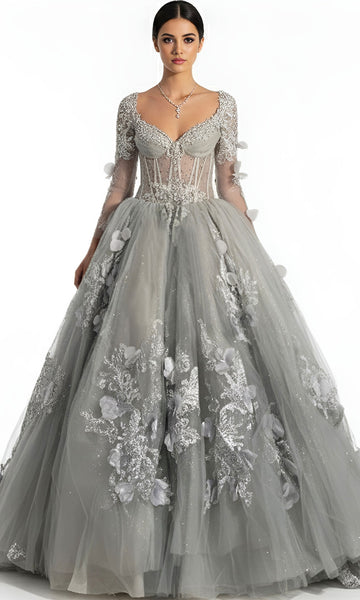 Silver Quinceanera Dresses - Gray - Couture Candy