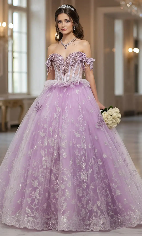 Jovani Q48441 - Off Shoulder Ballgown with Scallop Hem